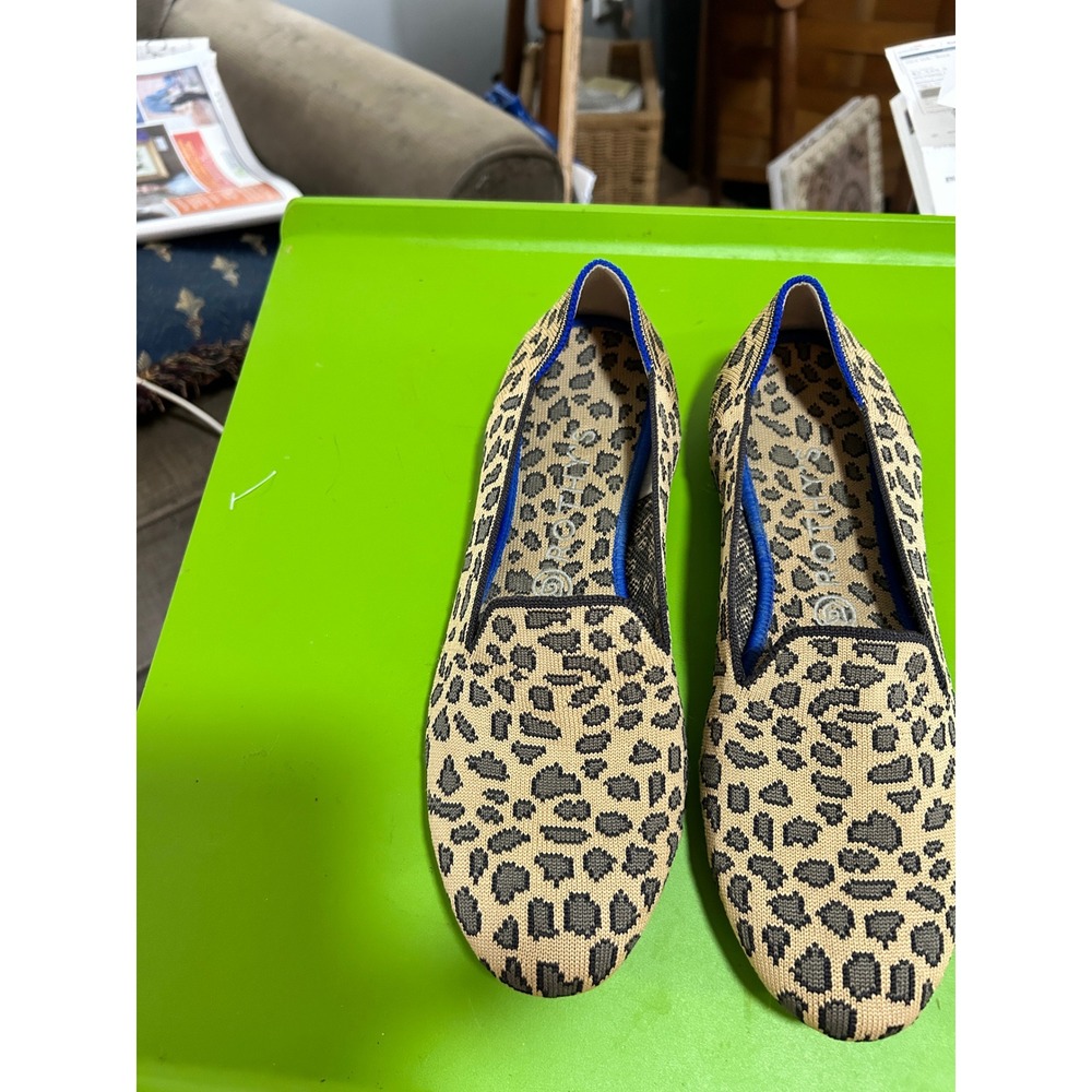 Rothys The Loafer Spotted Cat Leopard Print Knit Flats Shoes Womens 9.5